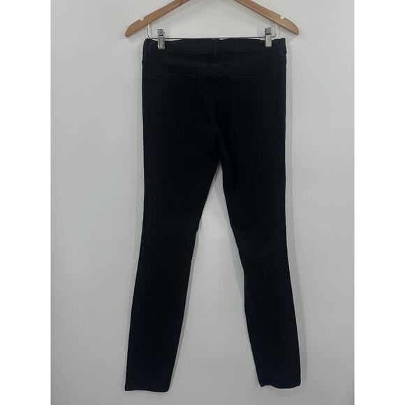 Frame Le Skinny de Jeanne Black Jeans 29 Raw Hem Distressed Mid Rise stretch - Picture 7 of 15